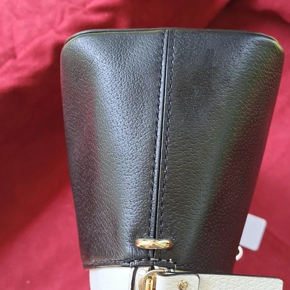 SOLD Kate Spade Soft White/ Black Pebble Leather Satchel/Crossbody EC - Picture 11 of 16